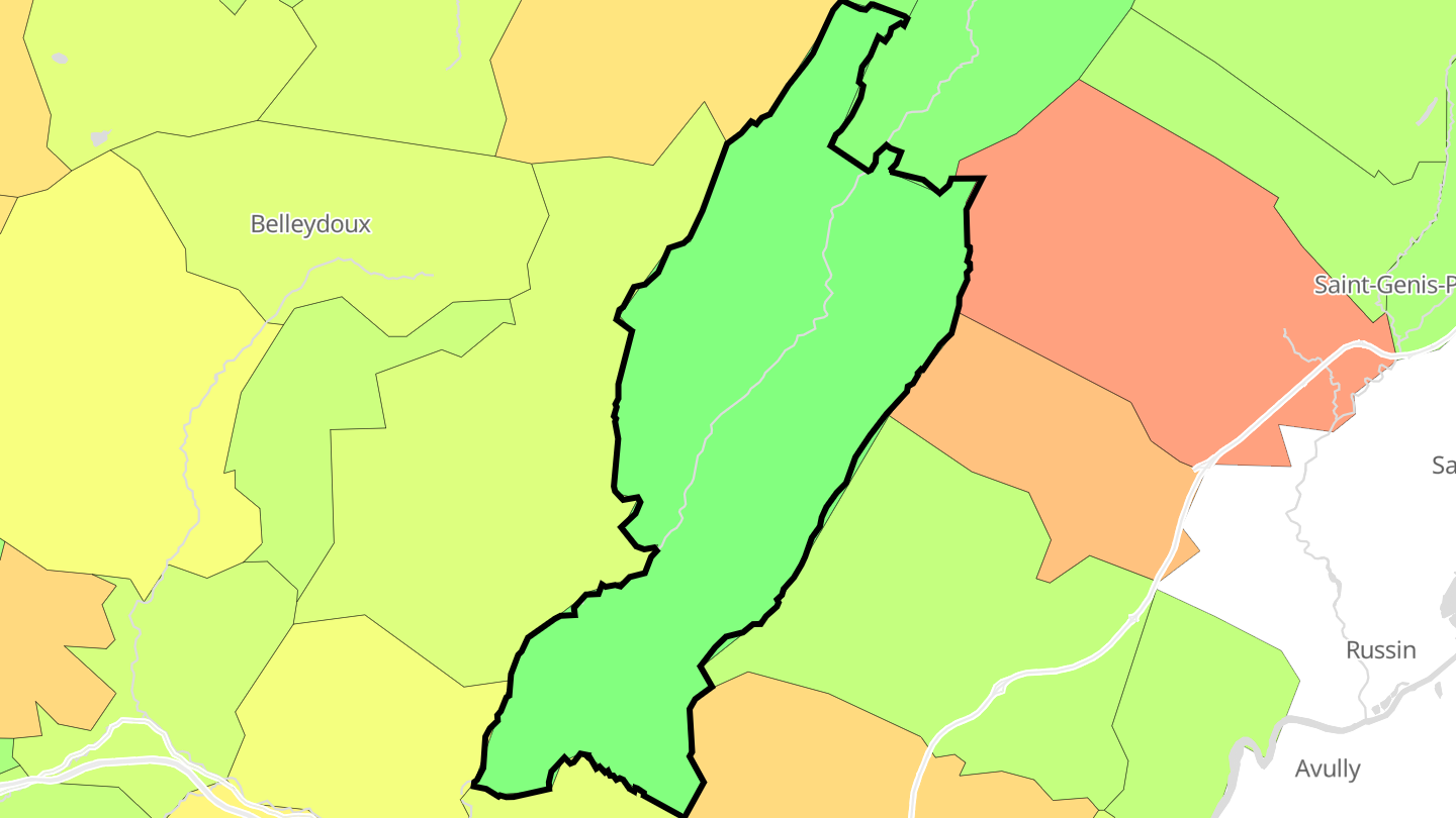 Carte des prix de l'immobilier Chézery-Forens