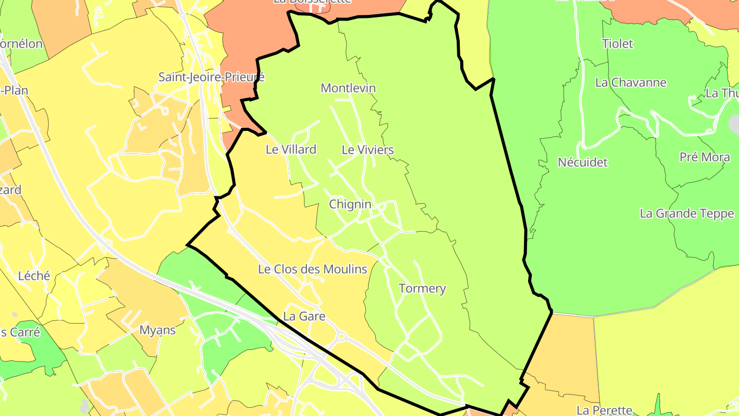Carte des prix de l'immobilier Chignin