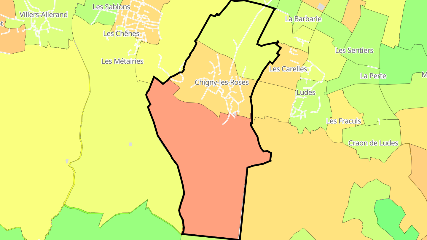 Carte des prix de l'immobilier Chigny-les-Roses
