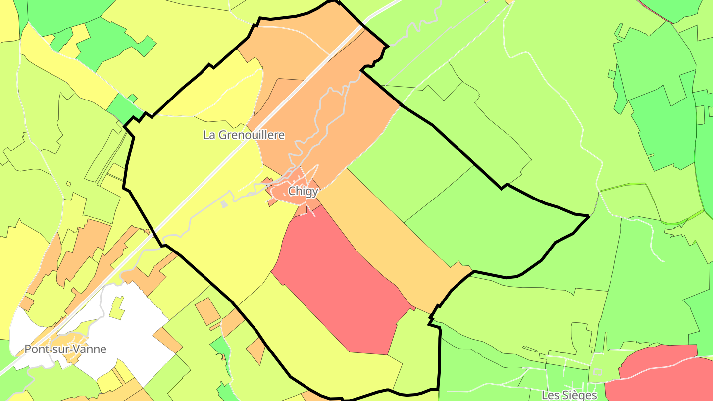 Carte des prix de l'immobilier Chigy