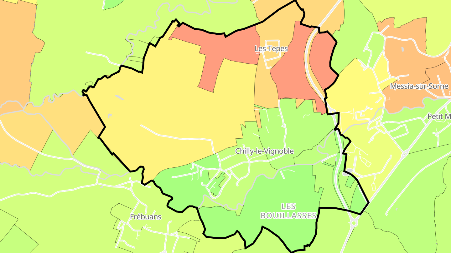 Carte des prix de l'immobilier Chilly-le-Vignoble