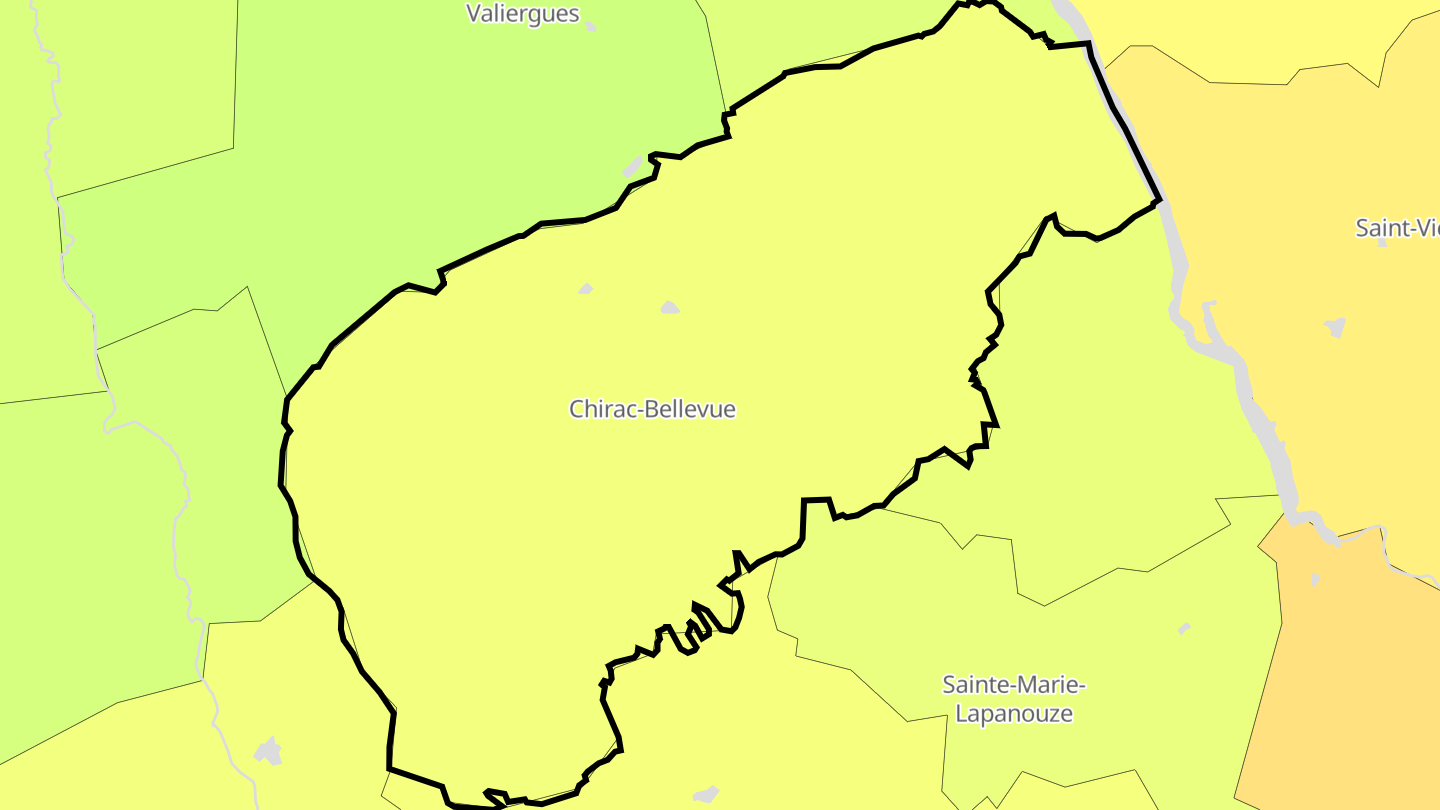 Carte des prix de l'immobilier Chirac-Bellevue
