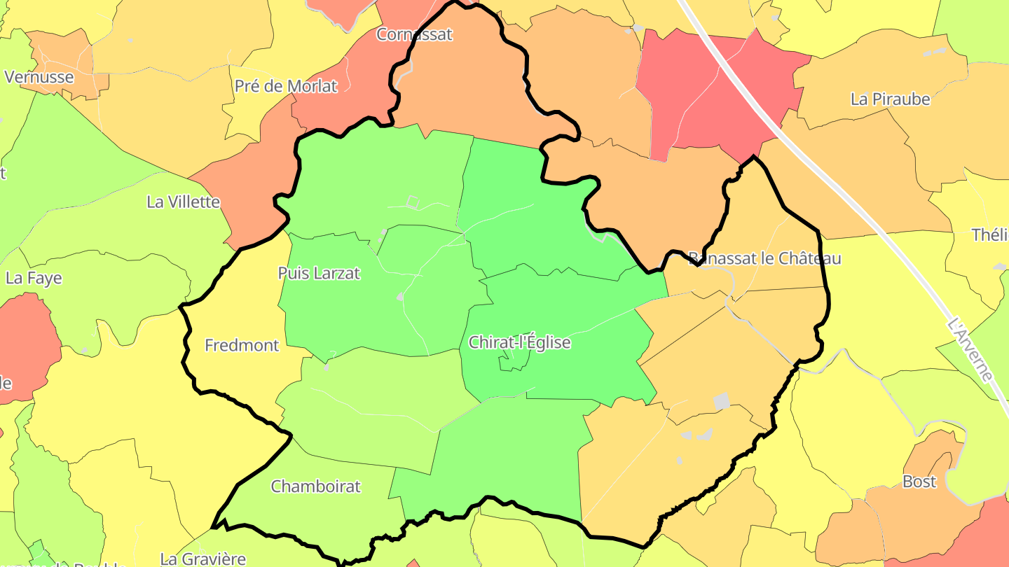 Carte des prix de l'immobilier Chirat-l'Église