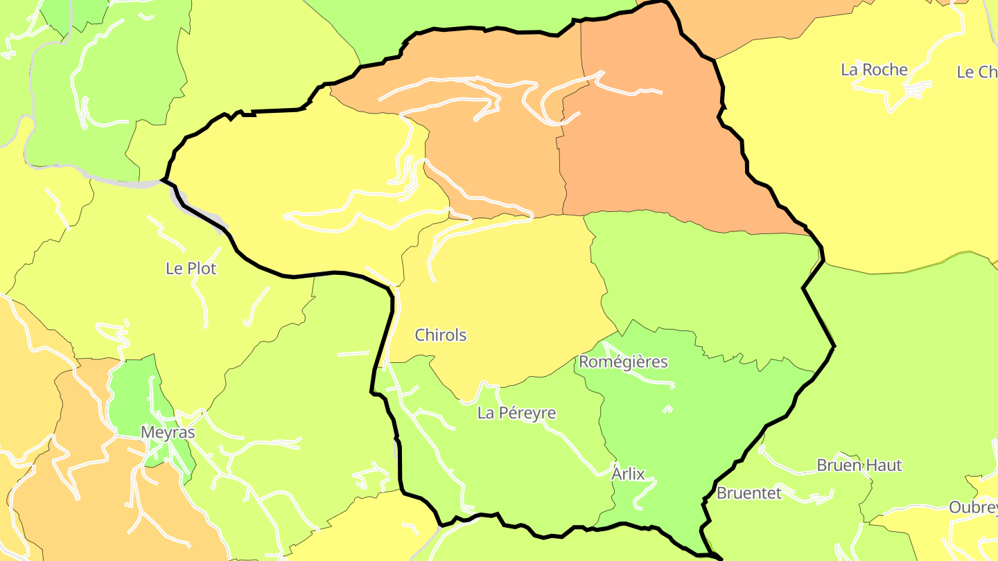 Carte des prix de l'immobilier Chirols