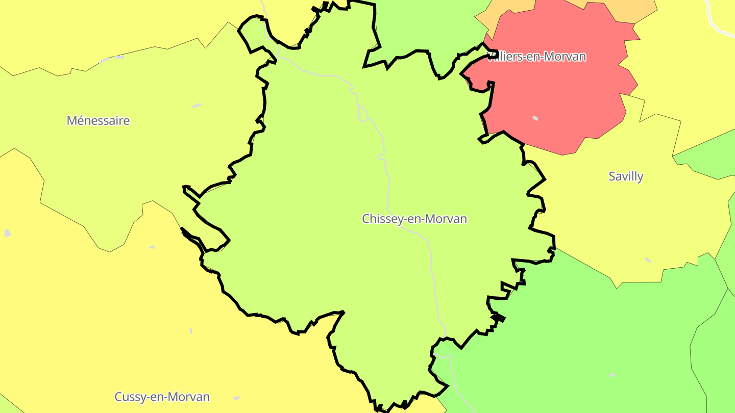 Carte des prix de l'immobilier Chissey-en-Morvan