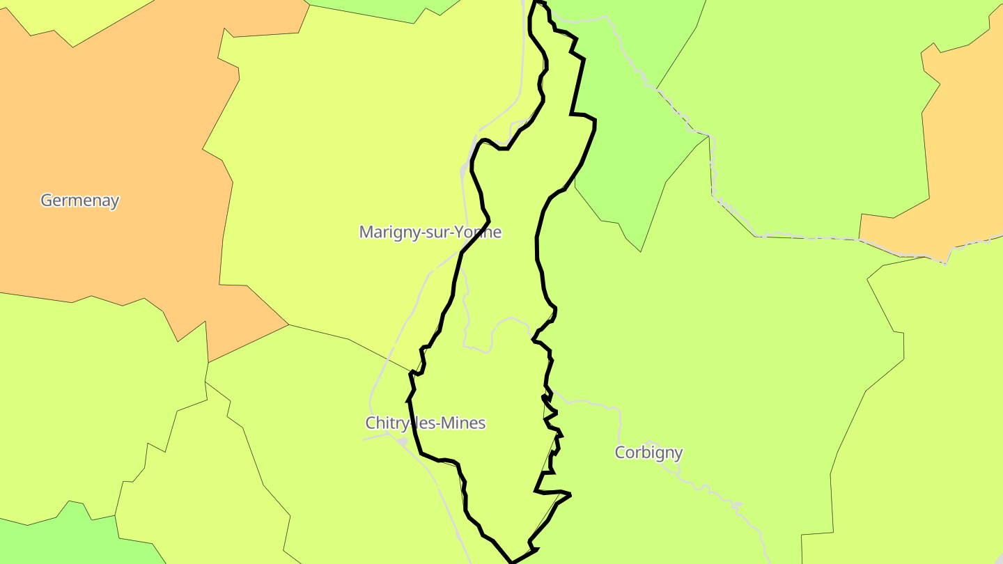 Carte des prix de l'immobilier Chitry-les-Mines