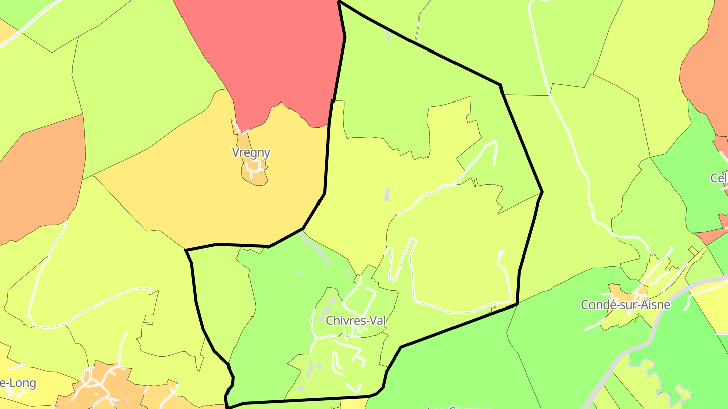 Carte des prix de l'immobilier Chivres-Val