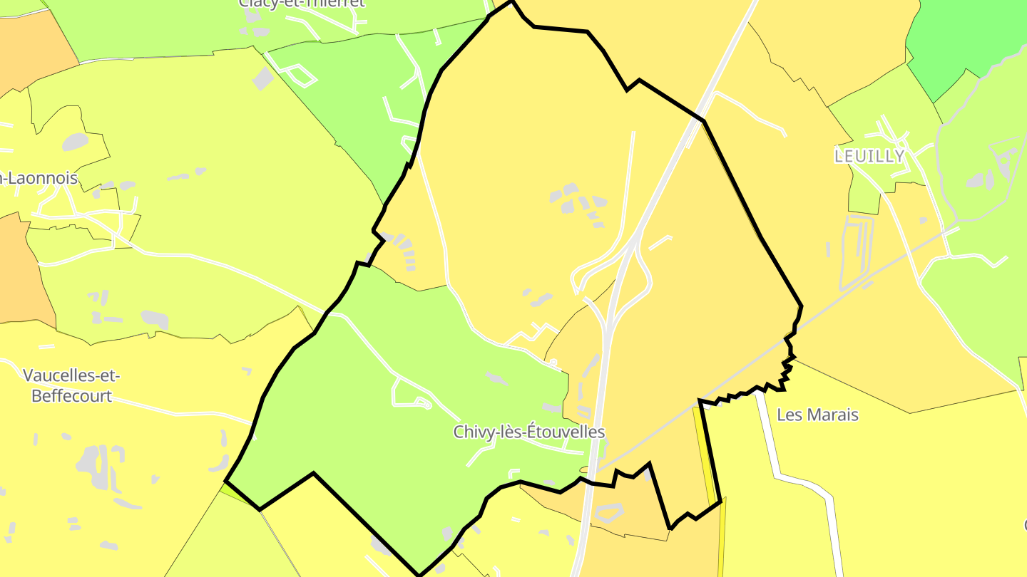 Carte des prix de l'immobilier Chivy-lès-Étouvelles