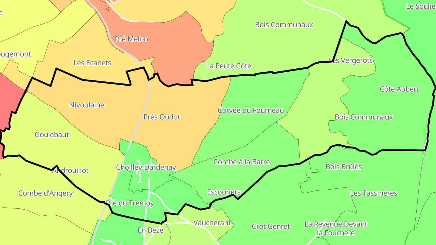 Carte des prix de l'immobilier Choilley