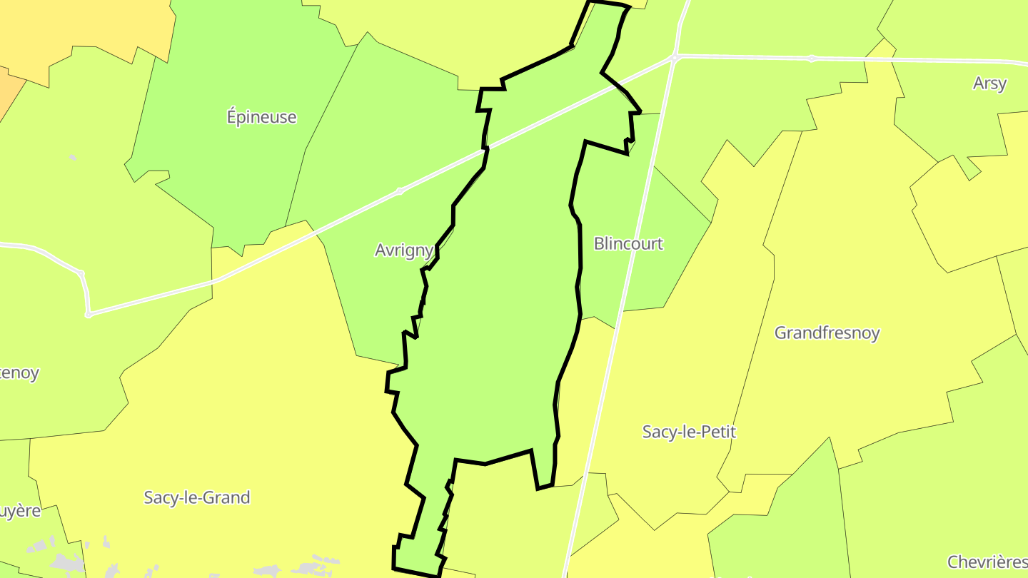 Carte des prix de l'immobilier Choisy-la-Victoire