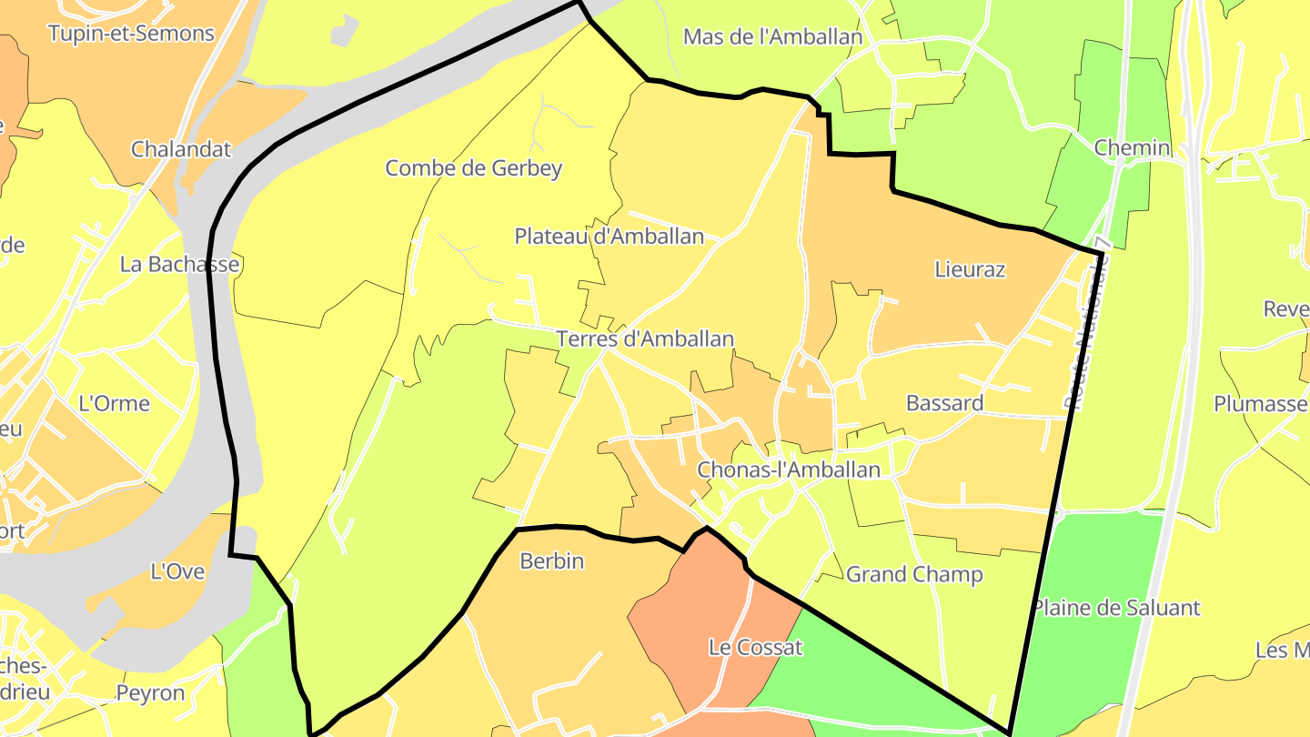 Carte des prix de l'immobilier Chonas-l'Amballan