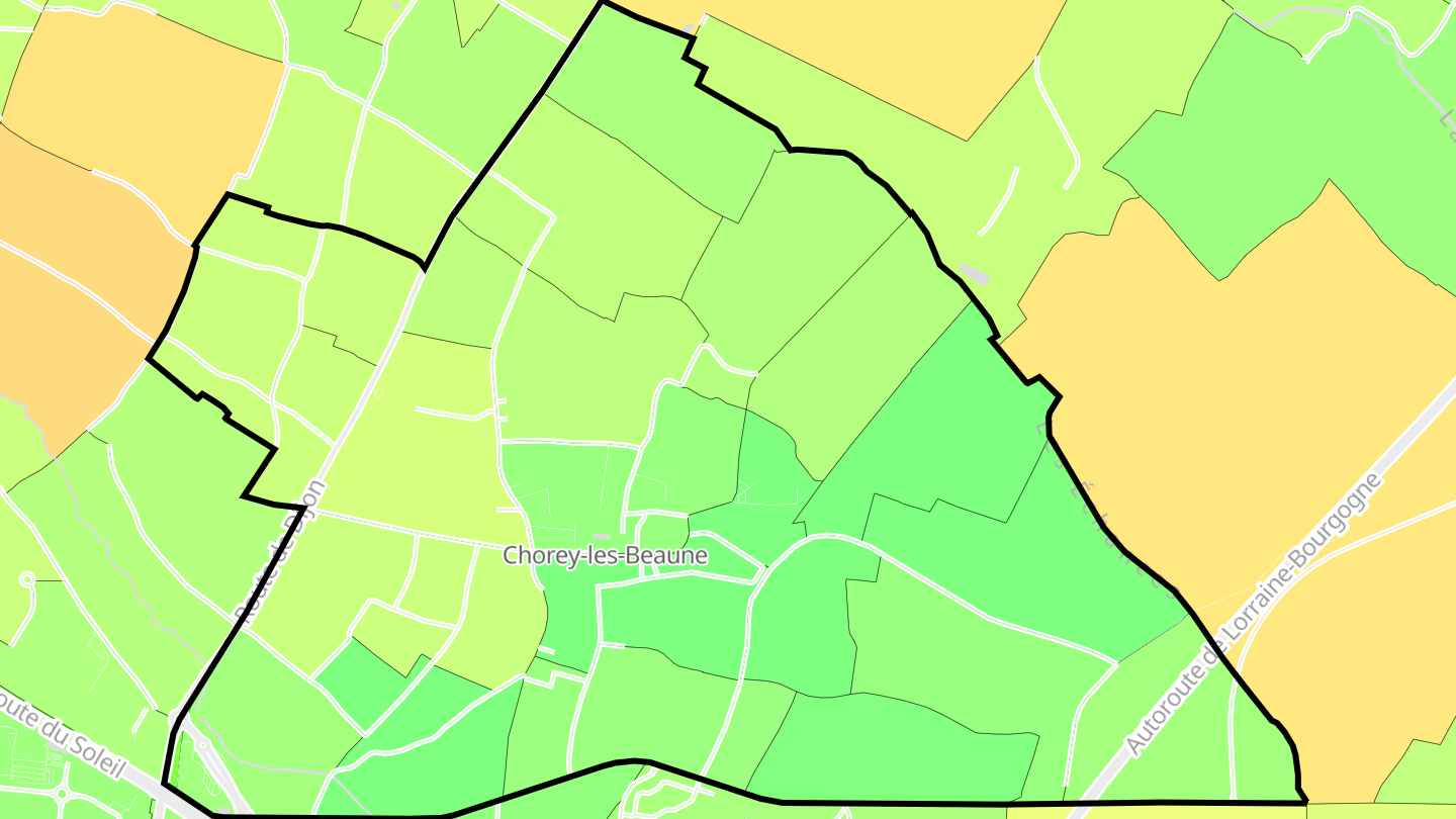 Carte des prix de l'immobilier Chorey-les-Beaune