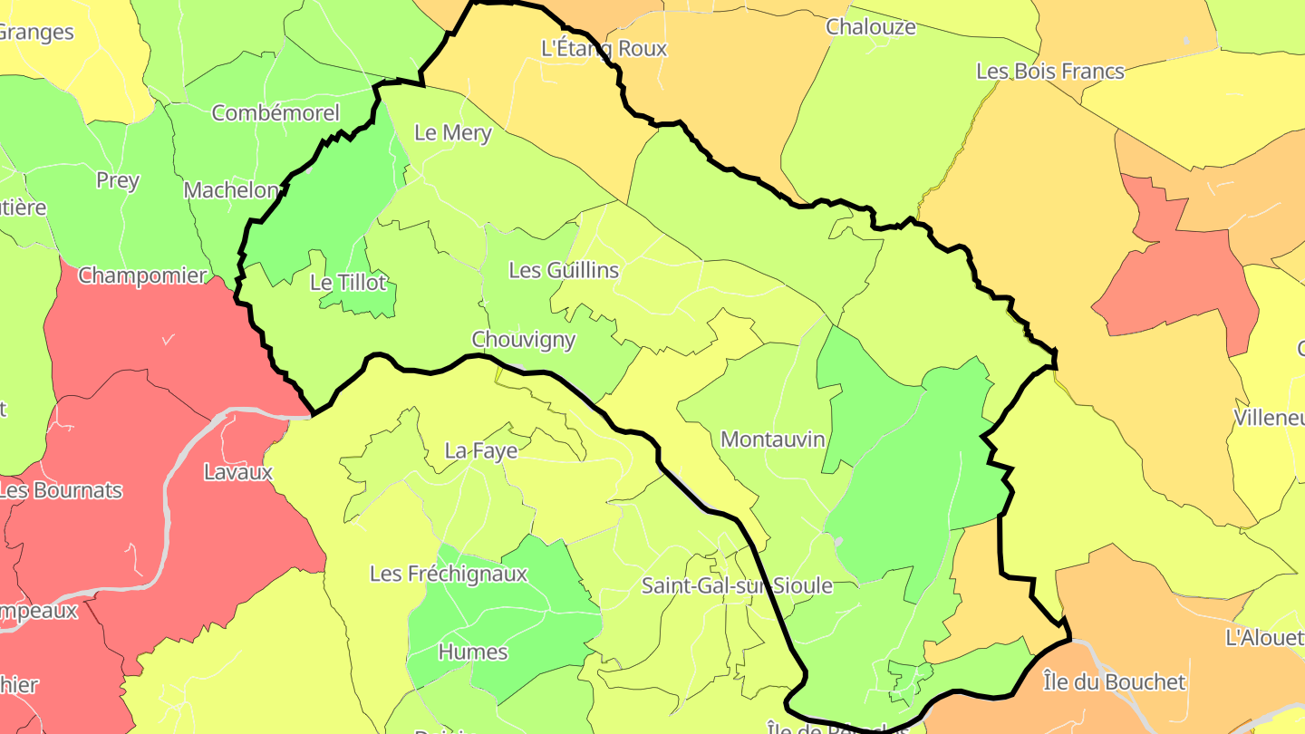 Carte des prix de l'immobilier Chouvigny