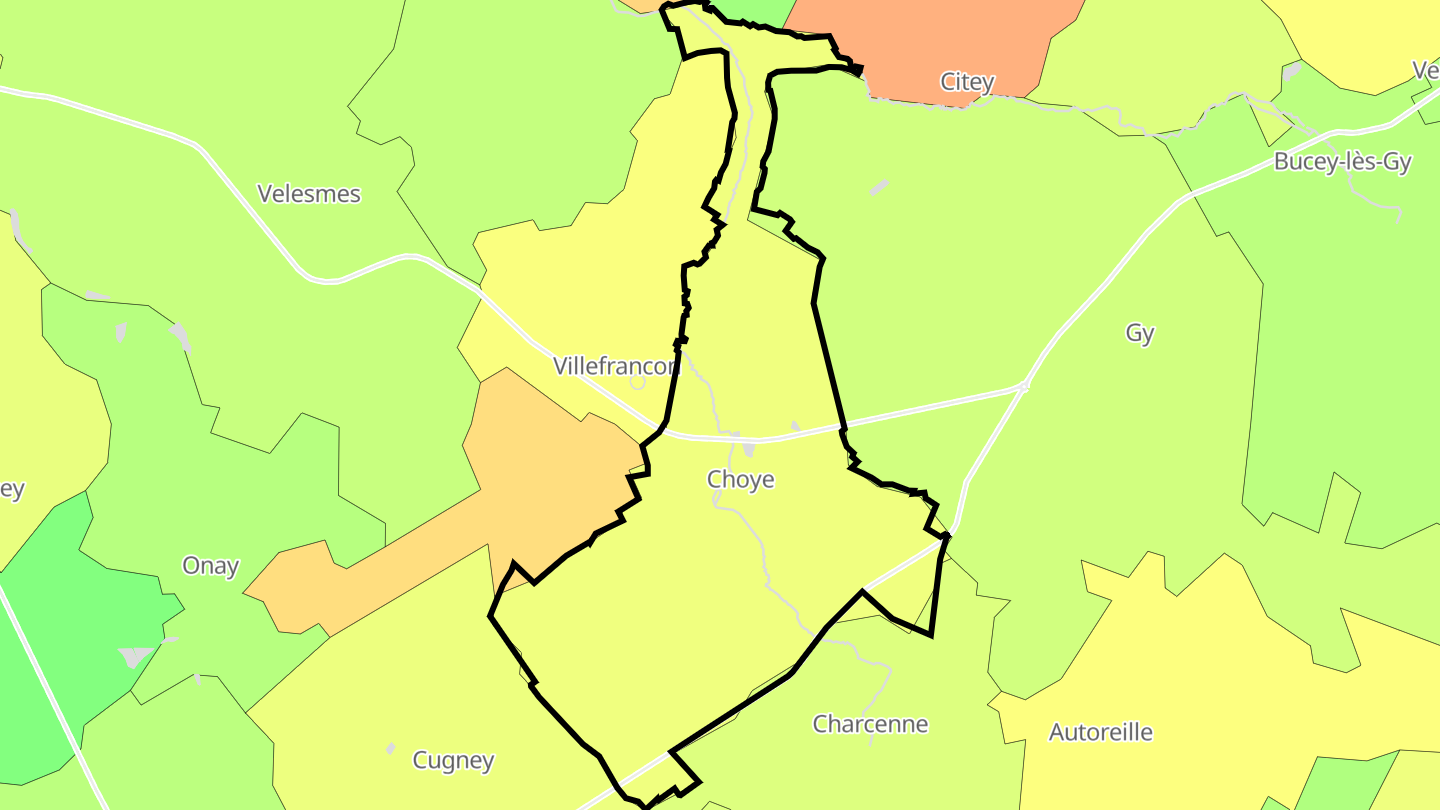 Carte des prix de l'immobilier Choye