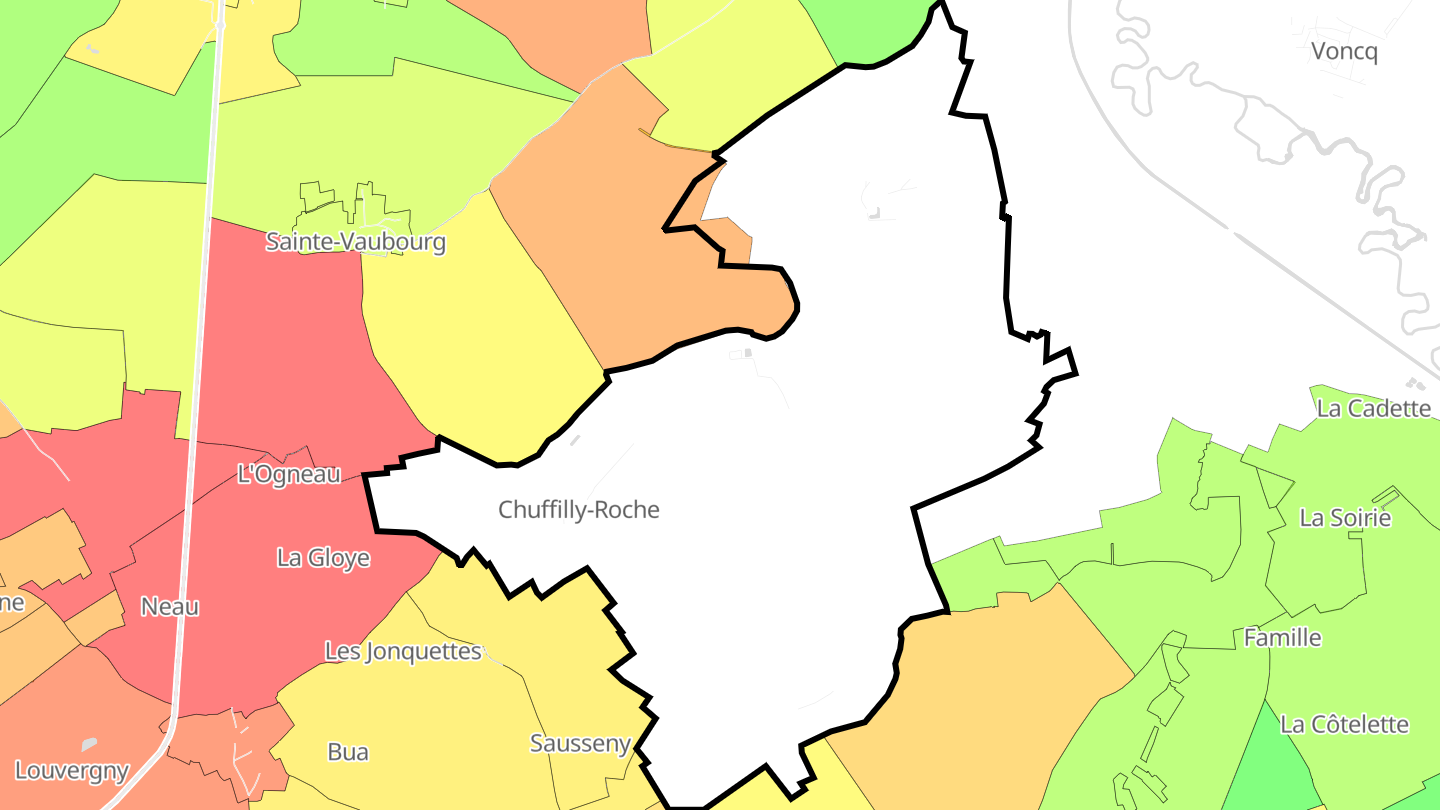 Carte des prix de l'immobilier Chuffilly-Roche