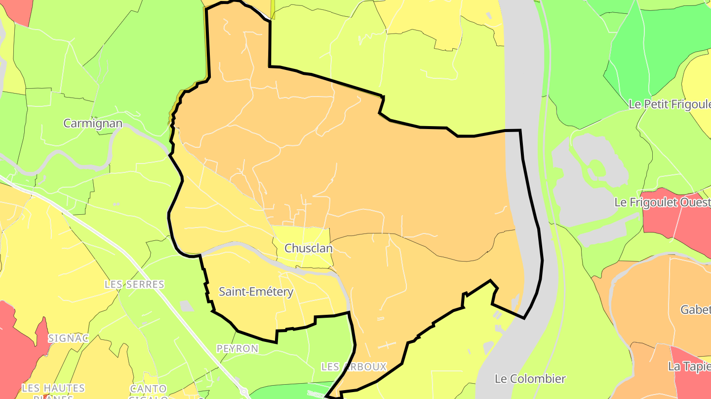 Carte des prix de l'immobilier Chusclan