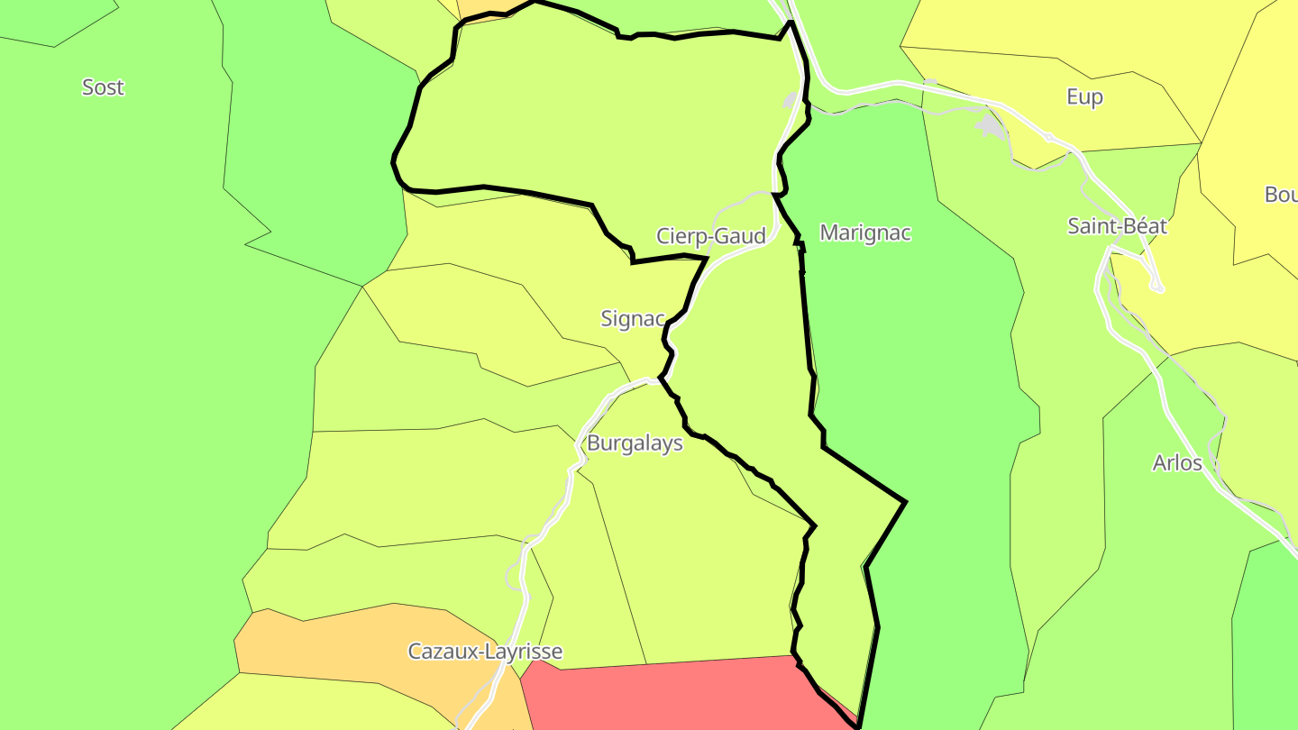 Carte des prix de l'immobilier Cierp-Gaud
