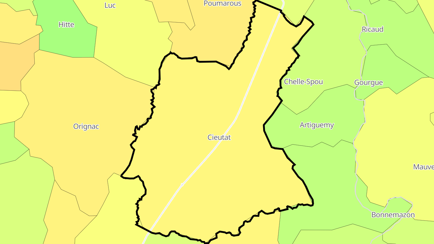 Carte des prix de l'immobilier Cieutat
