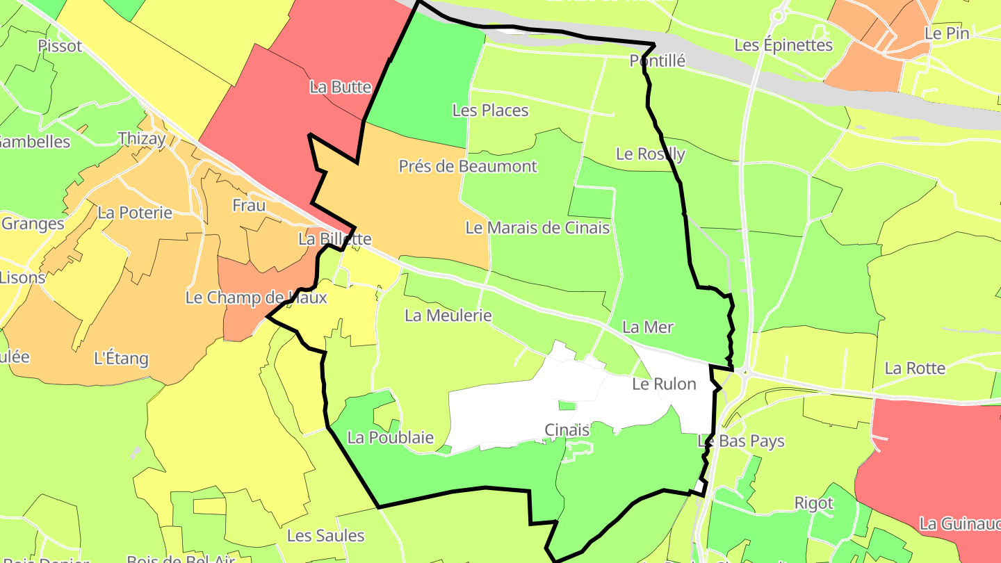 Carte des prix de l'immobilier Cinais