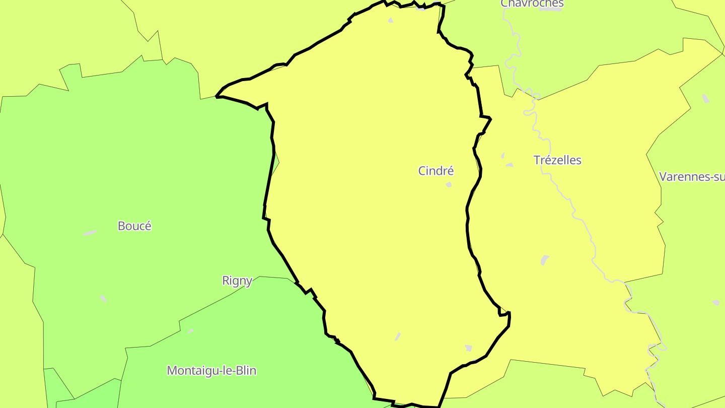 Carte des prix de l'immobilier Cindré