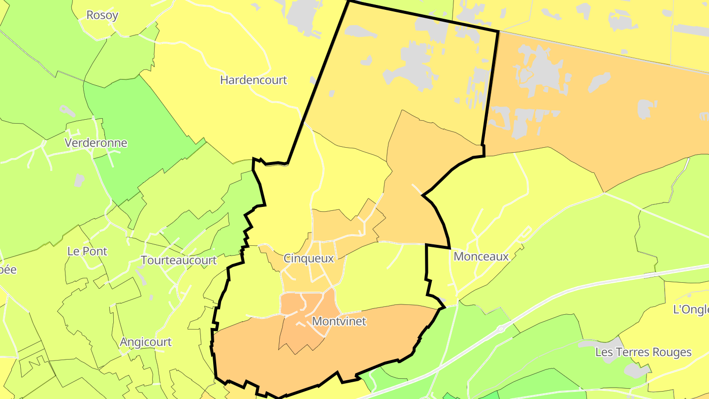 Carte des prix de l'immobilier Cinqueux