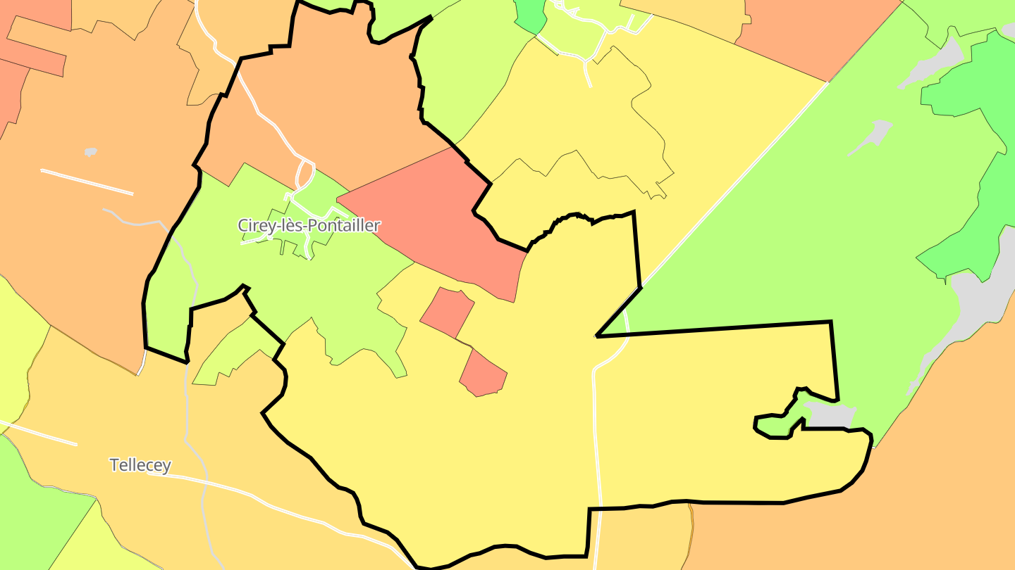 Carte des prix de l'immobilier Cirey-lès-Pontailler