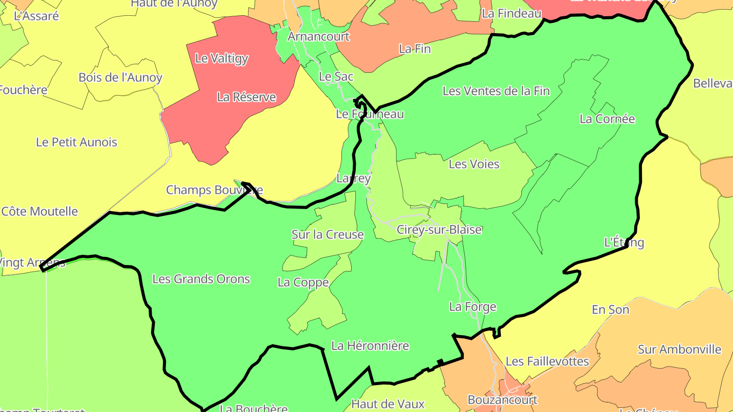 Carte des prix de l'immobilier Cirey-sur-Blaise