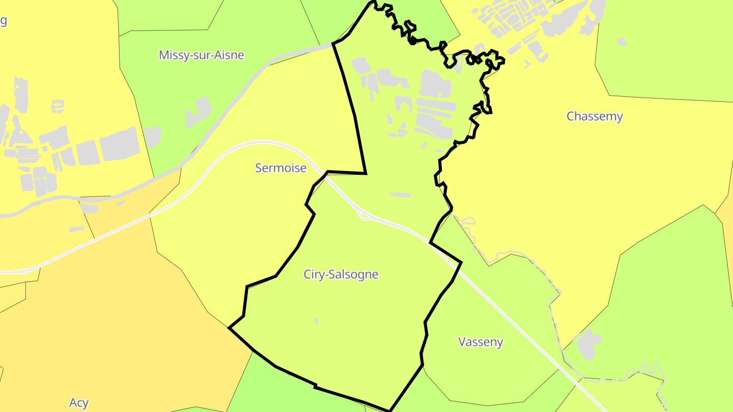 Carte des prix de l'immobilier Ciry-Salsogne