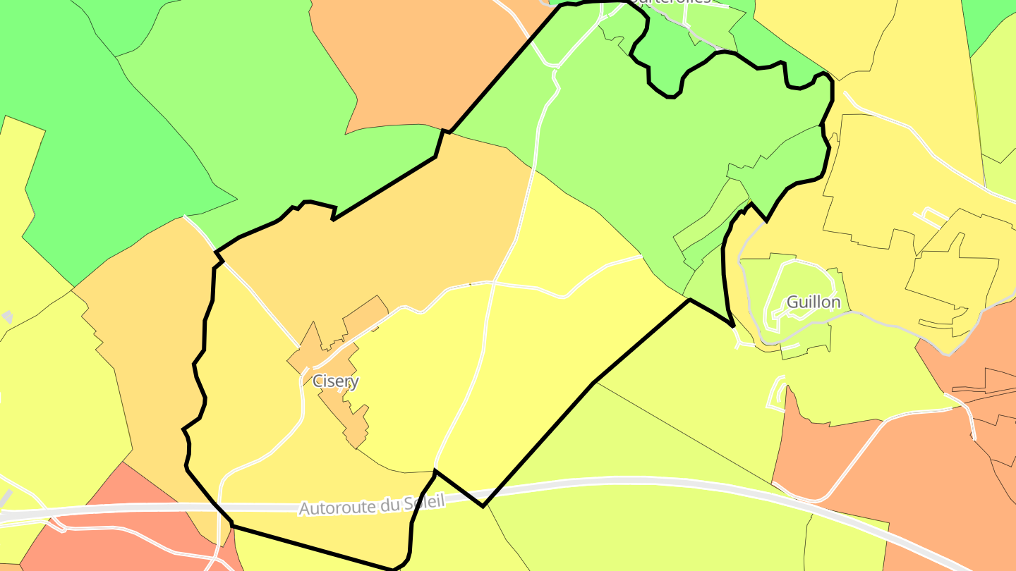 Carte des prix de l'immobilier Cisery