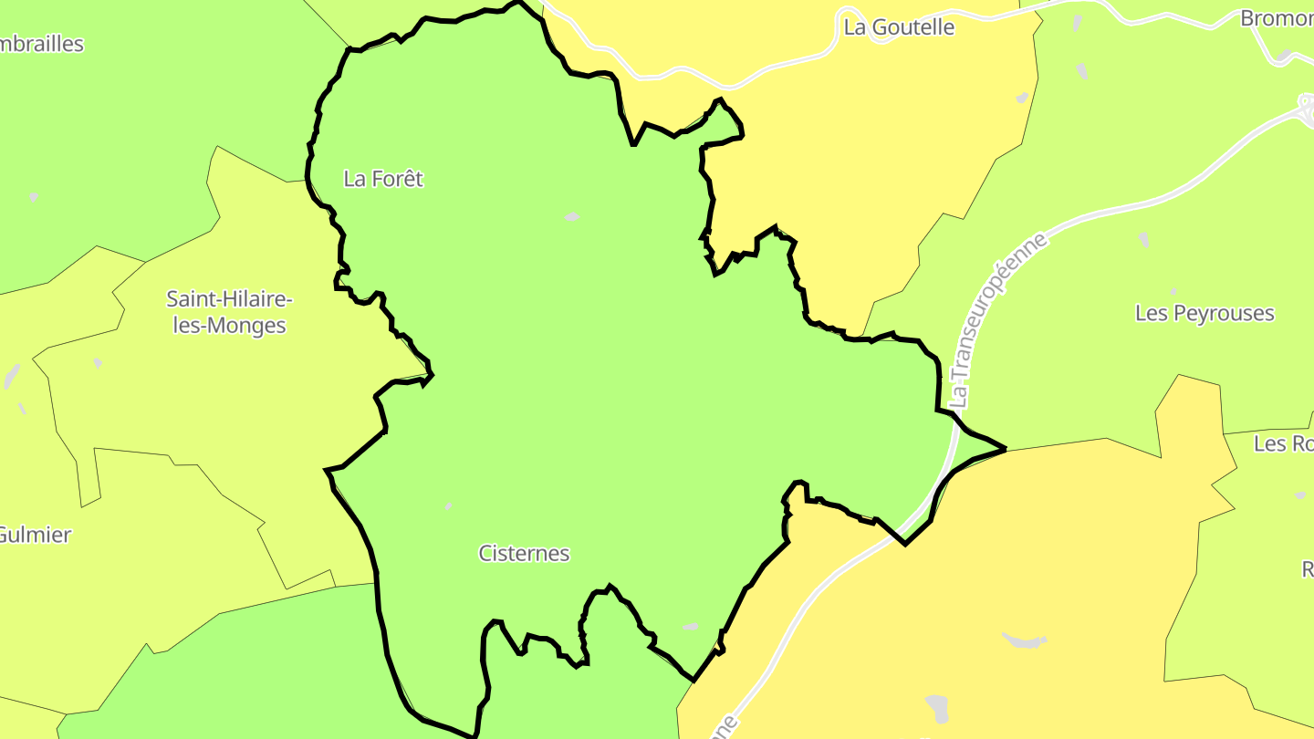 Carte des prix de l'immobilier Cisternes-la-Forêt