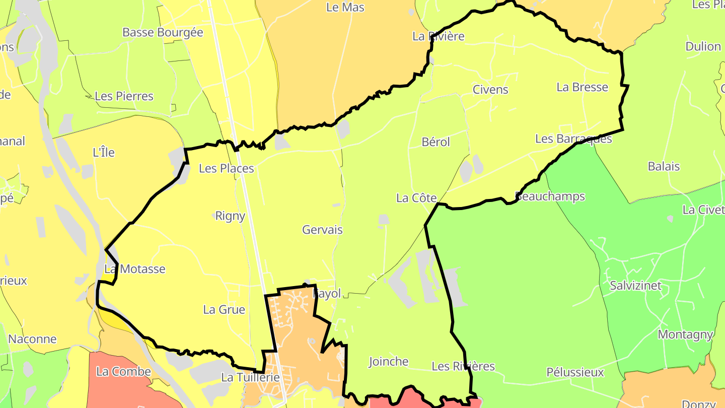 Carte des prix de l'immobilier Civens