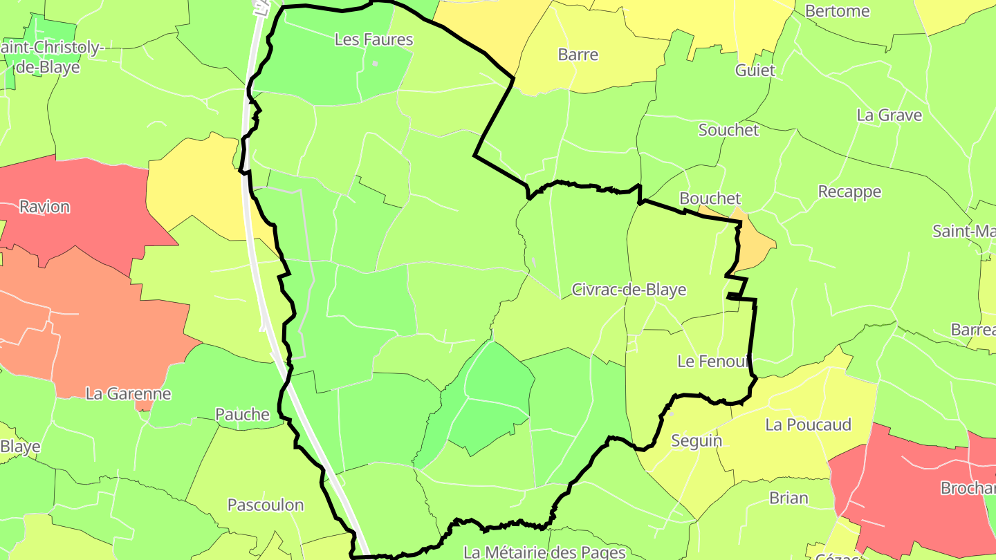 Carte des prix de l'immobilier Civrac-de-Blaye