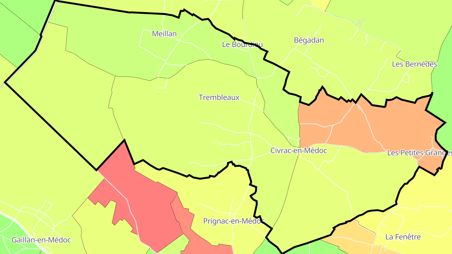 Carte des prix de l'immobilier Civrac-en-Médoc