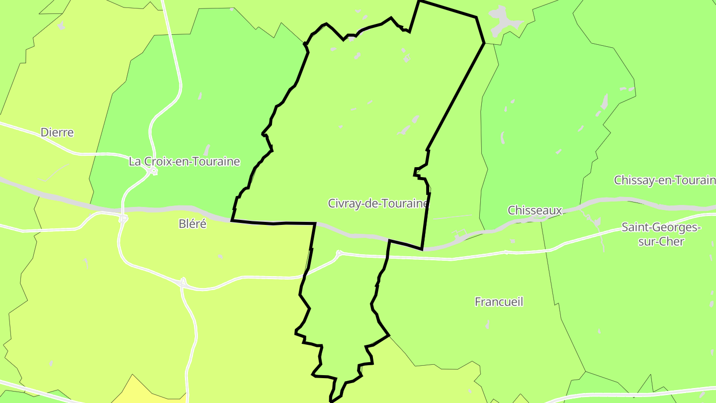 Carte des prix de l'immobilier Civray-de-Touraine
