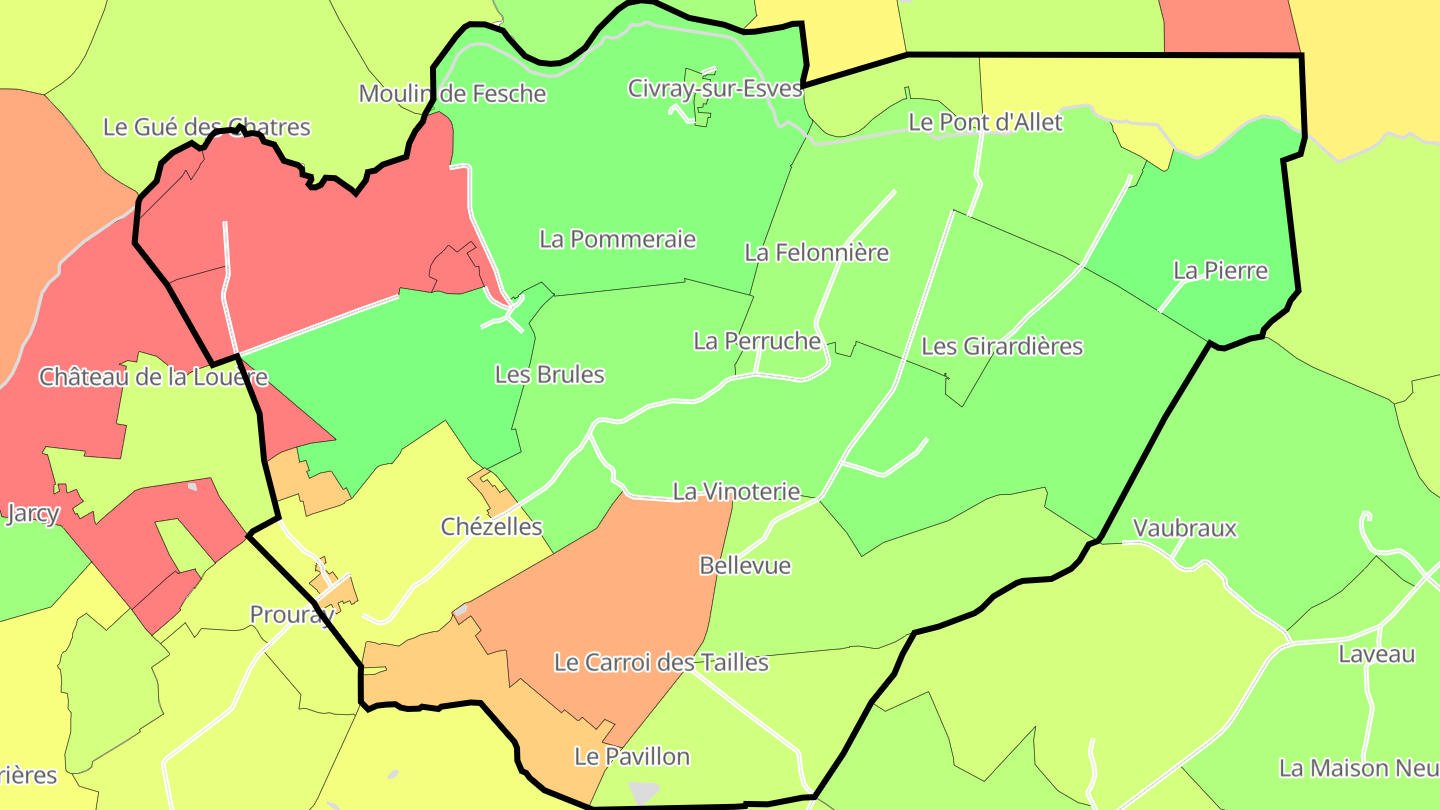 Carte des prix de l'immobilier Civray-sur-Esves