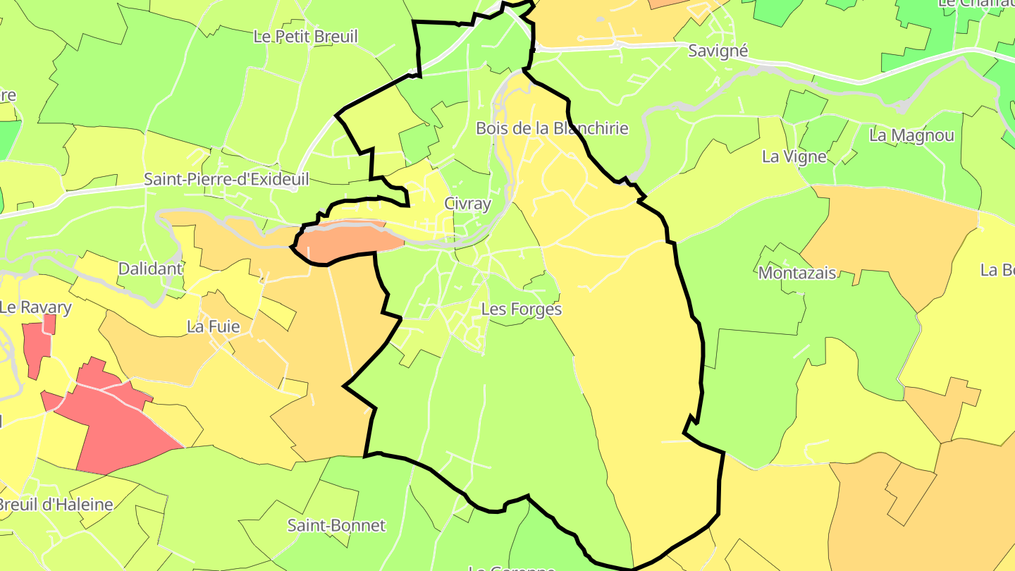 Carte des prix de l'immobilier Civray