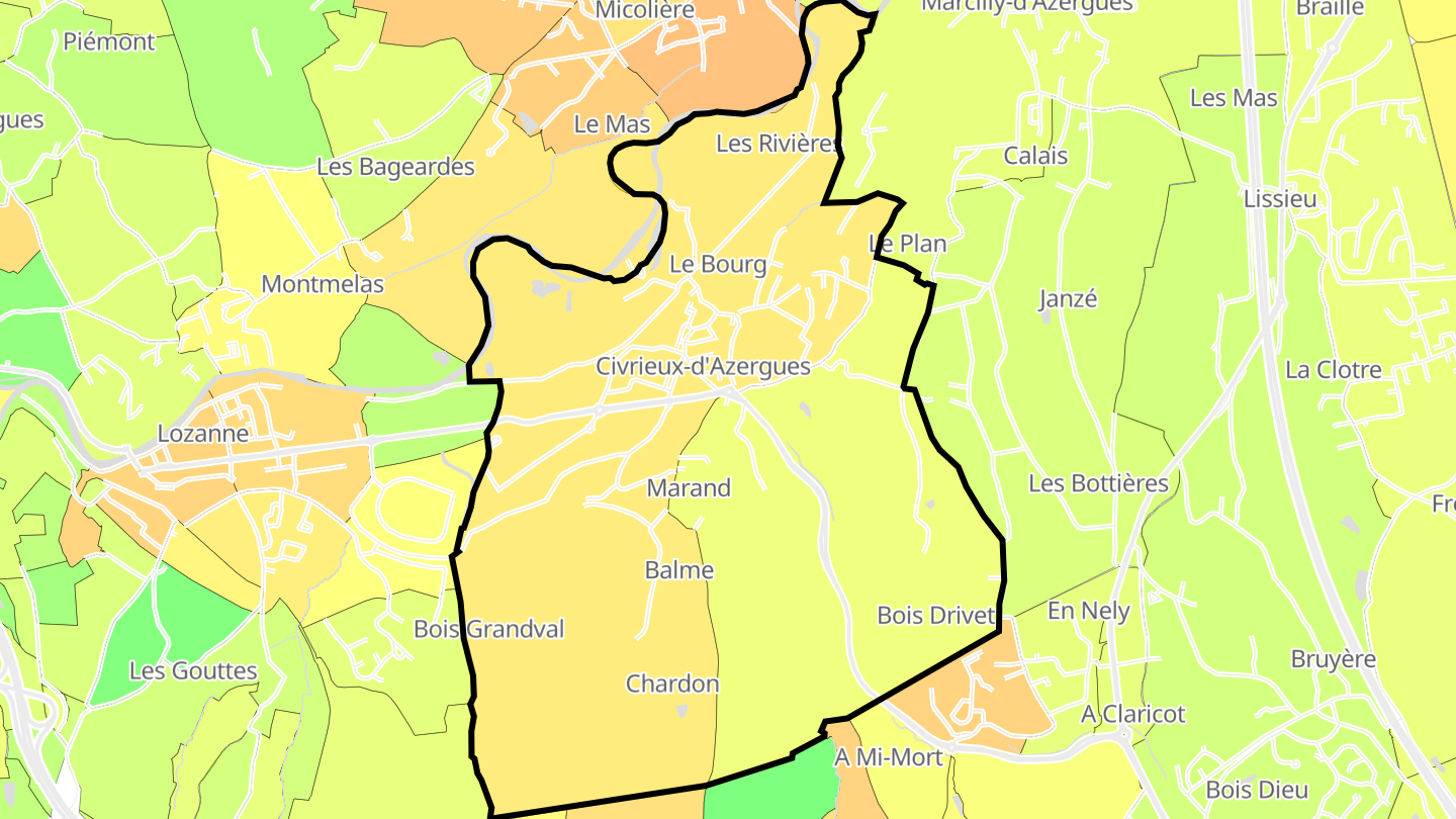 Carte des prix de l'immobilier Civrieux-d'Azergues