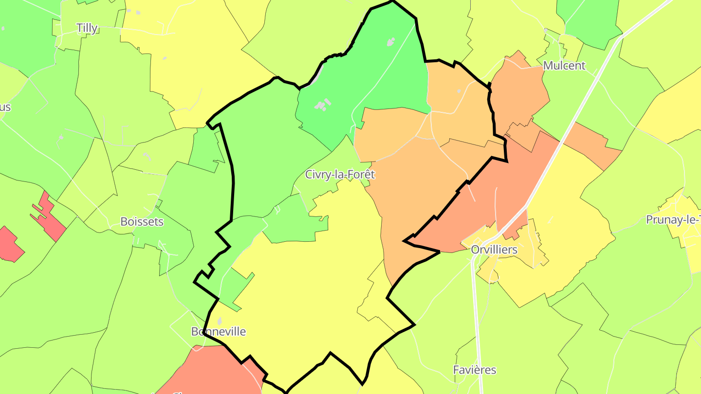 Carte des prix de l'immobilier Civry-la-Forêt