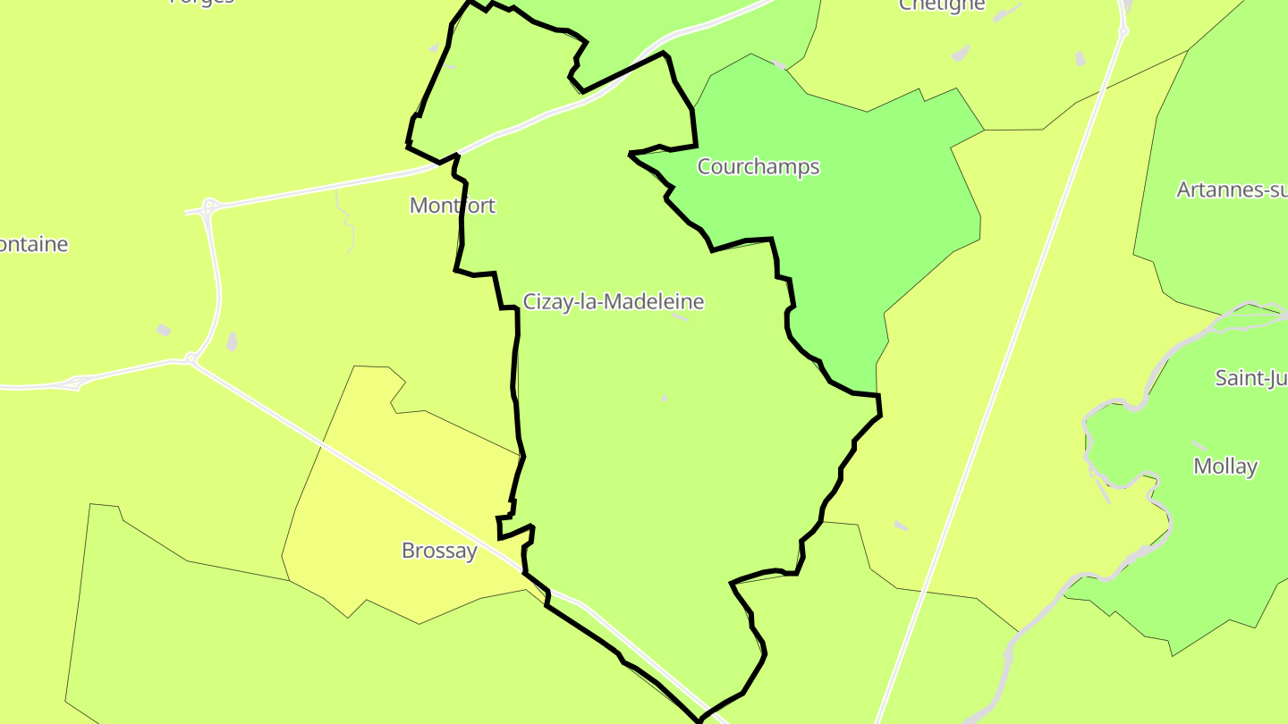 Carte des prix de l'immobilier Cizay-la-Madeleine