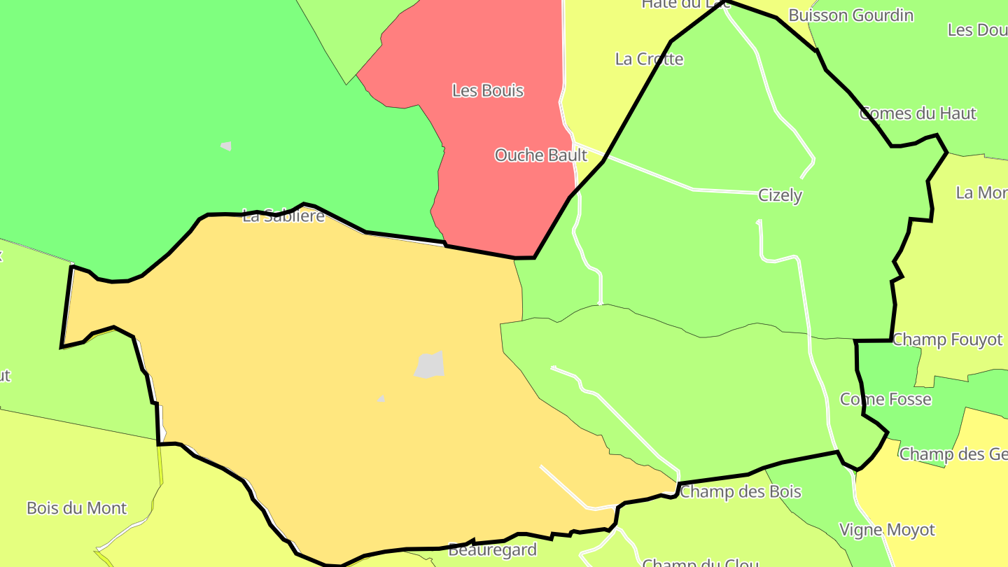 Carte des prix de l'immobilier Cizely