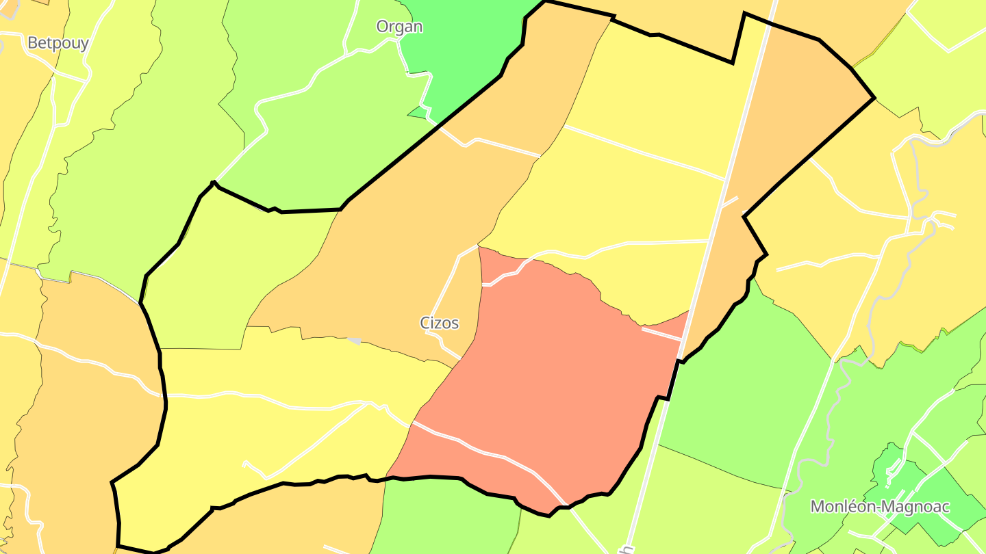 Carte des prix de l'immobilier Cizos