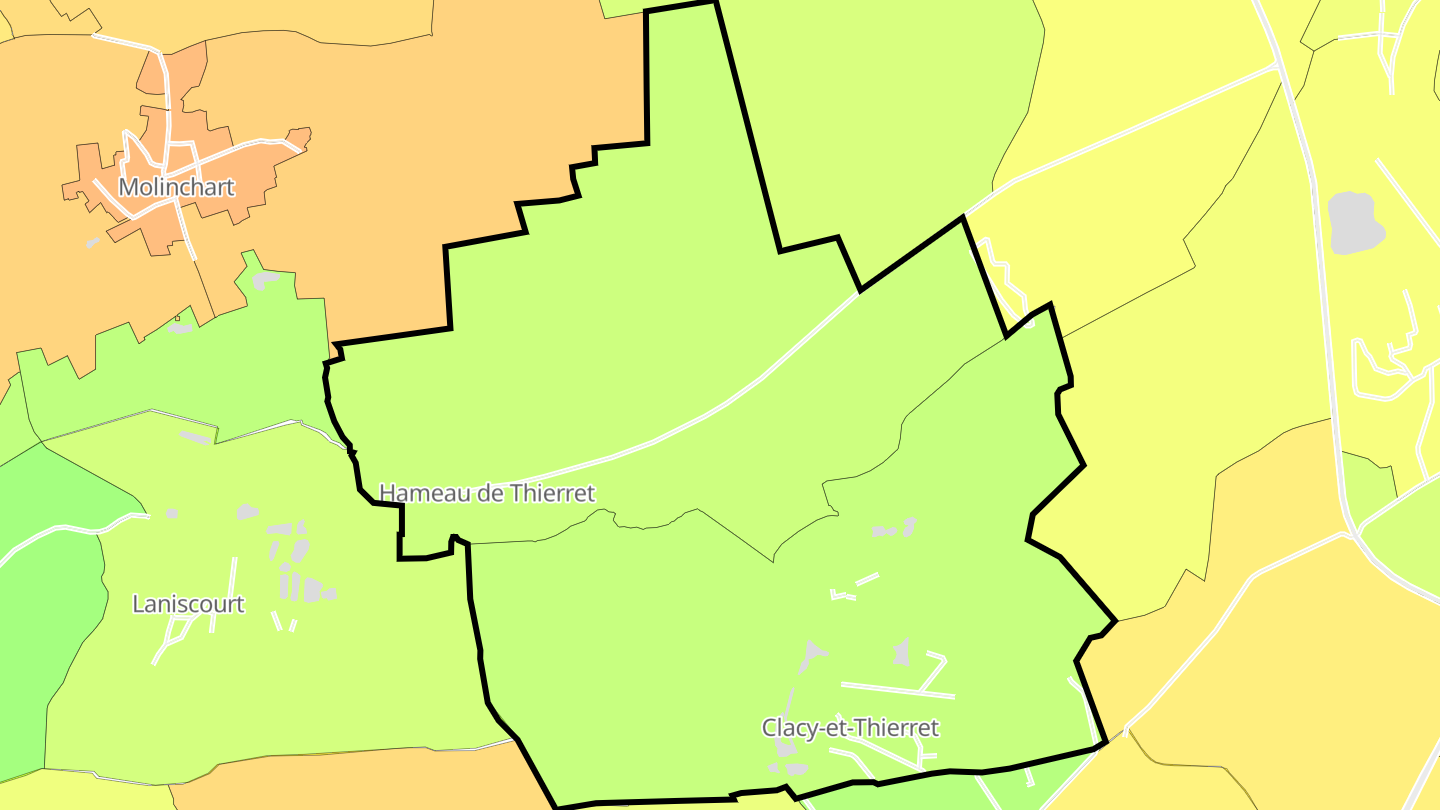 Carte des prix de l'immobilier Clacy-et-Thierret