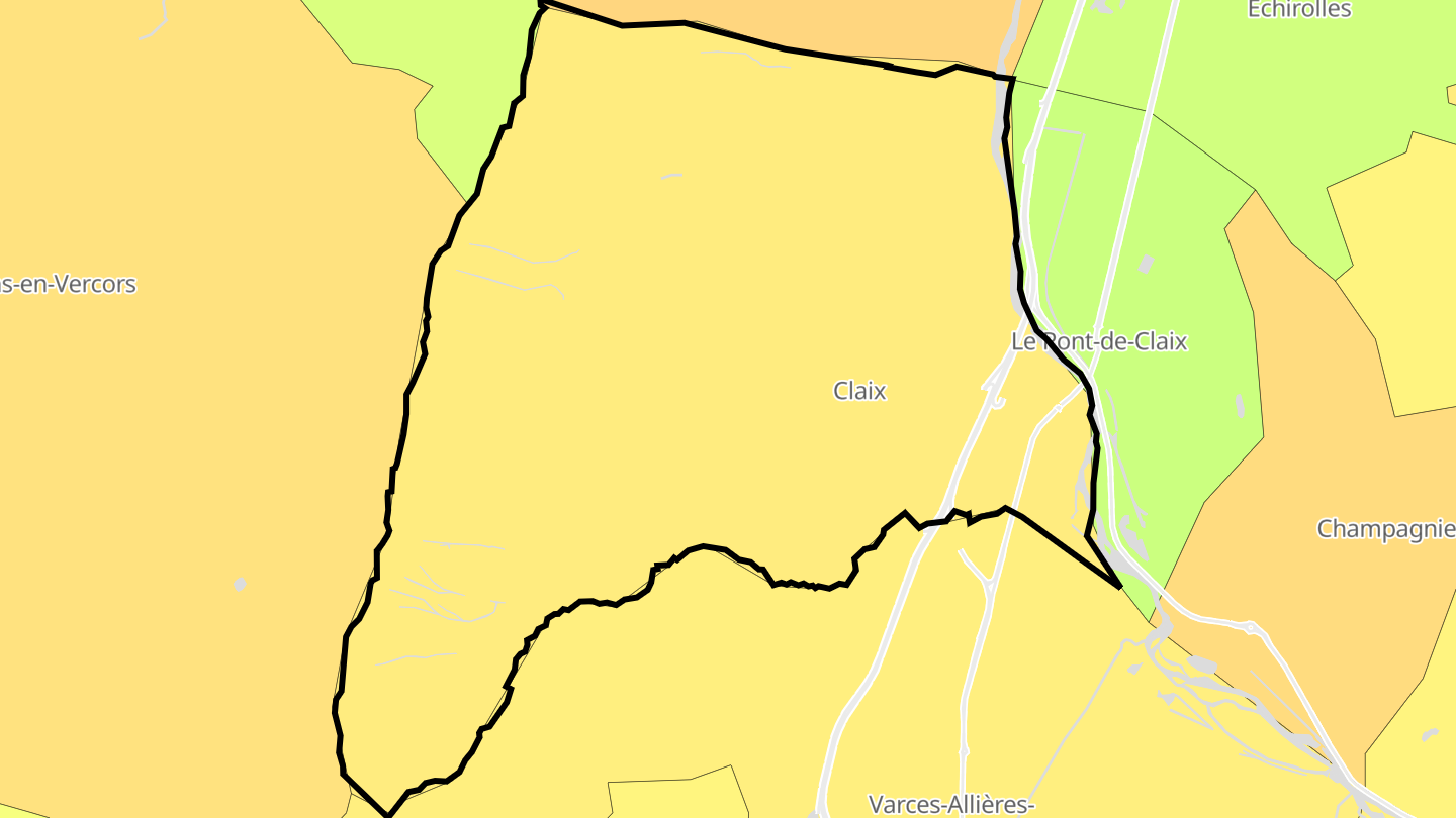 Carte des prix de l'immobilier Claix