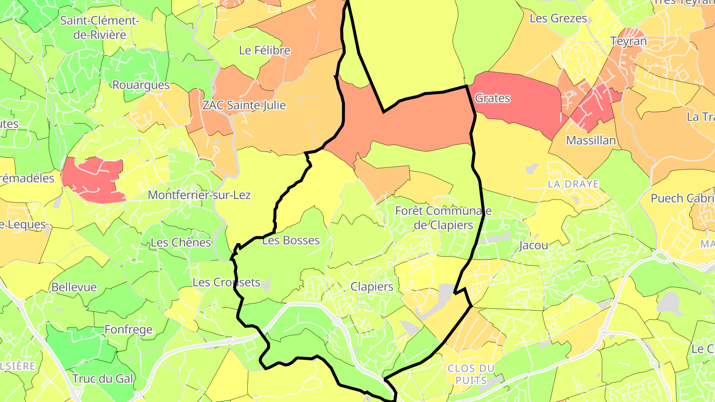 Carte des prix de l'immobilier Clapiers