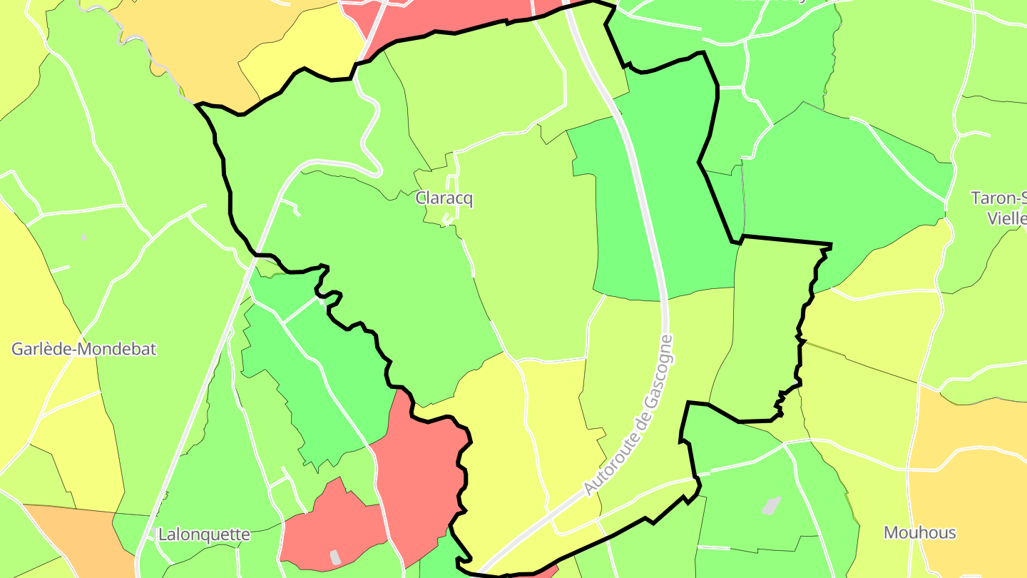 Carte des prix de l'immobilier Claracq