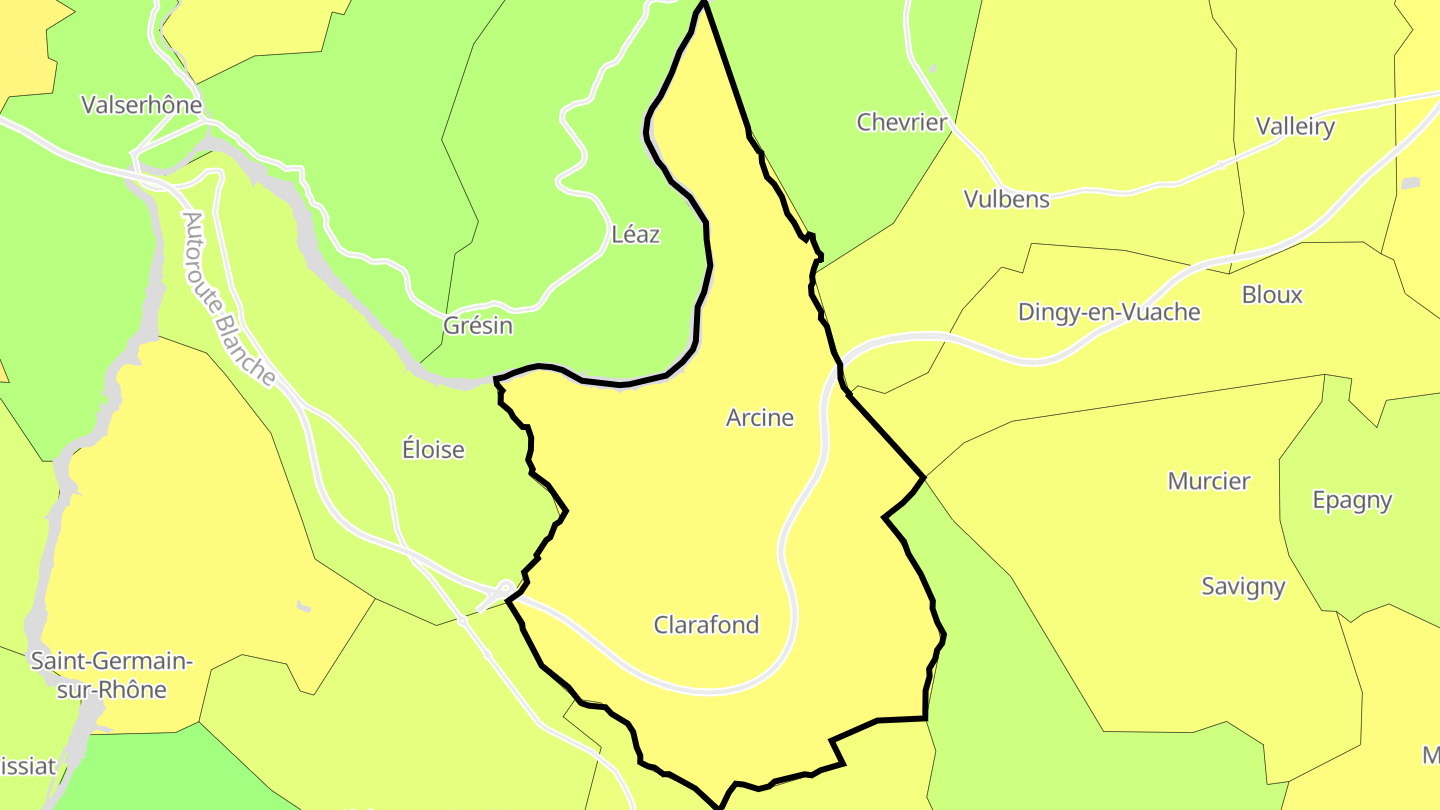 Carte des prix de l'immobilier Clarafond-Arcine