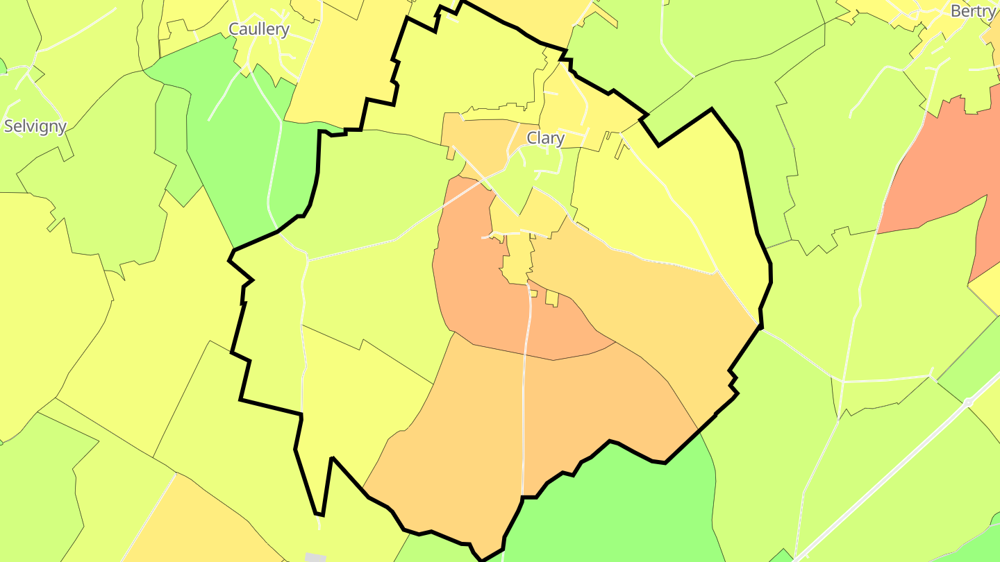 Carte des prix de l'immobilier Clary