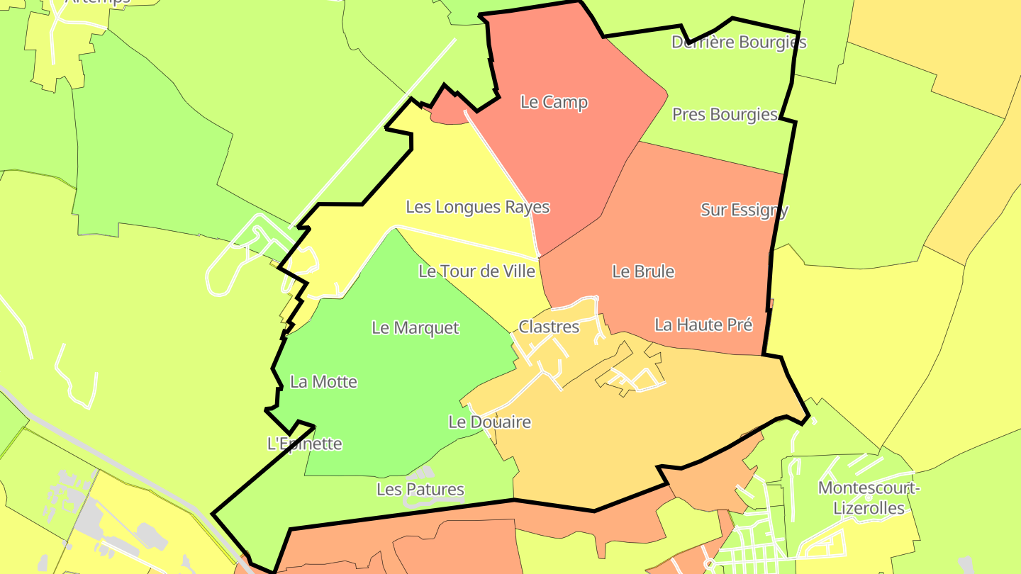 Carte des prix de l'immobilier Clastres