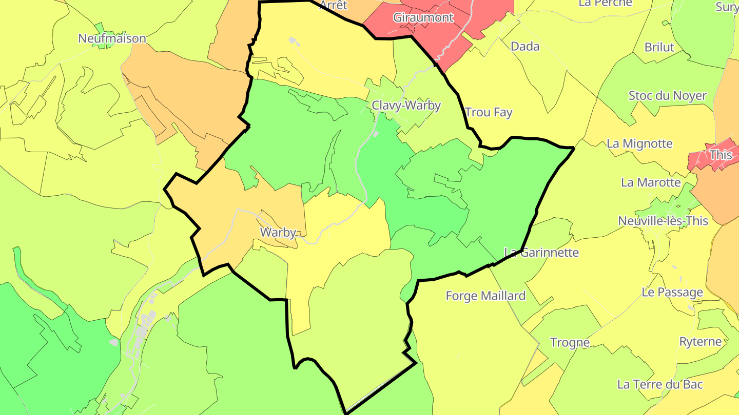 Carte des prix de l'immobilier Clavy-Warby