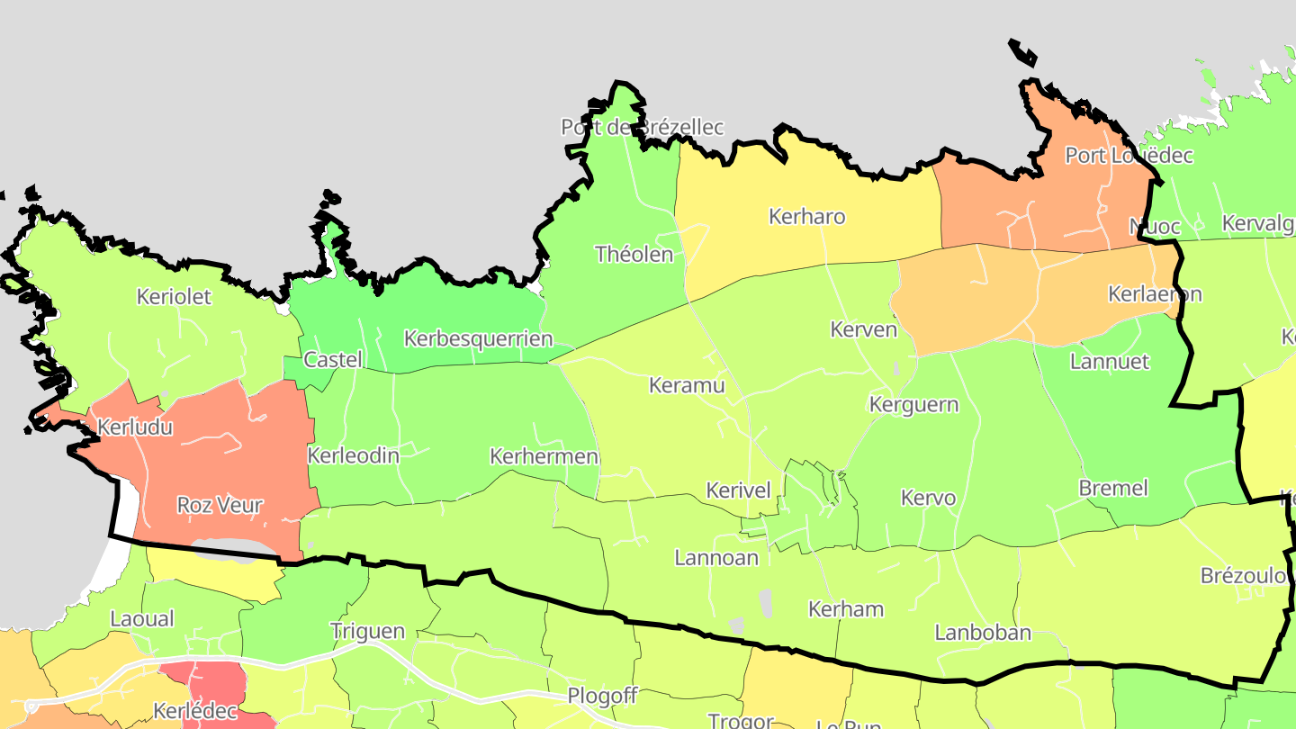 Carte des prix de l'immobilier Cléden-Cap-Sizun